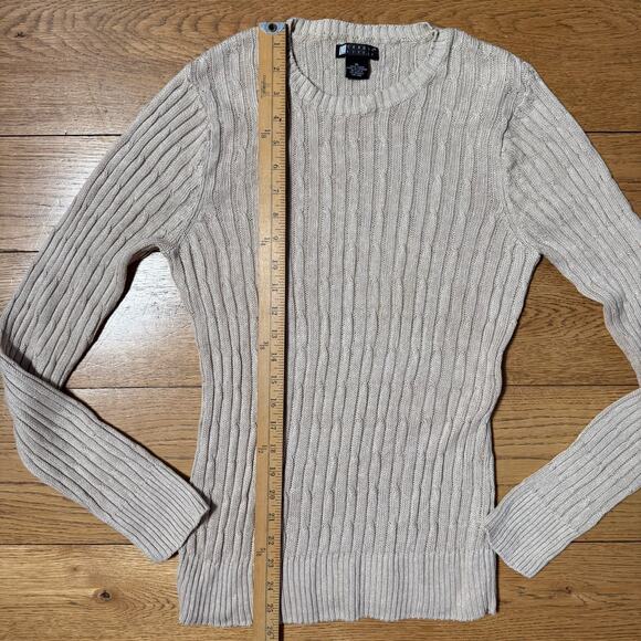 Vintage Carol Little 100% Linen Cable Knit Sweater SZ XL Tan Classic Natural EUC - Picture 5 of 5
